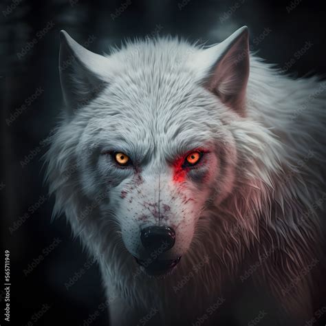 White Werewolf with glowing Red eyes Stock Illustration | Adobe Stock