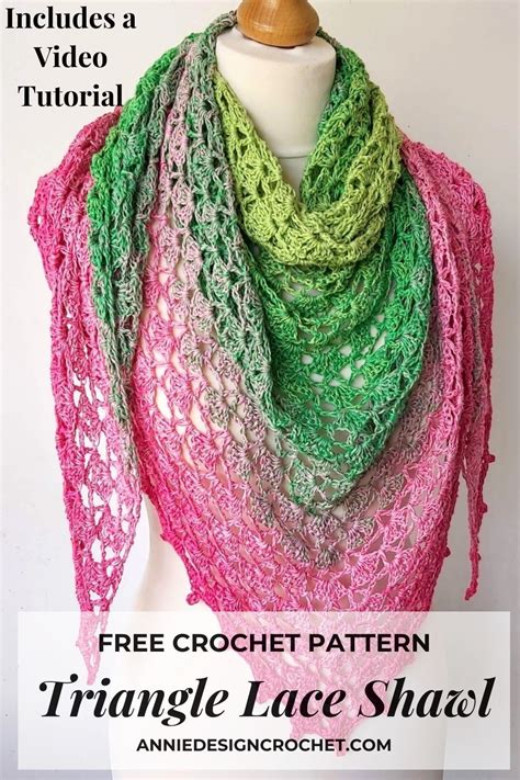 Crochet Triangle Lace Shawl Free Pattern And Video Crochet Shawl Crochet Shawl Easy Shawl