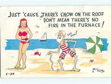 1950 S Risque Signed OLD MAN WANTS SEXY BIKINI GIRL R2367 Topics Risque Women Vintage