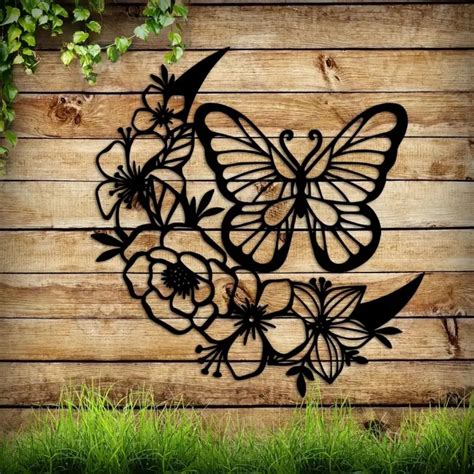 Art Mural Papillon En M Tal Sculpture Murale De Papillons Fleur En M