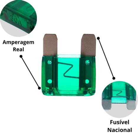 Kit Porta Fusível Lamina Max Nacional Fio 4mm e Fusiveis Lâmina