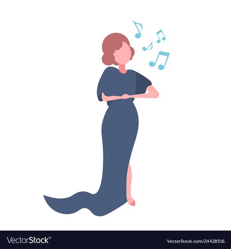 Elegant woman opera singer in blue dress singing Vector Image