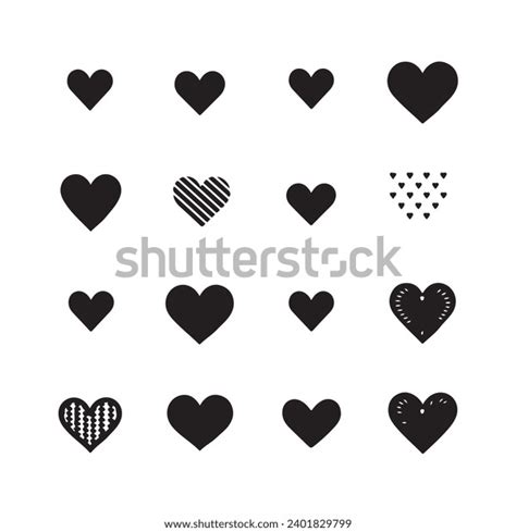 Black Silhouette Heart Set Stock Vector (Royalty Free) 2401829799 ...