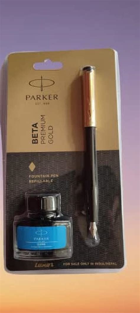 Parker Fountain Pen Beta Gold Premium With Ink Bottle Amazon In