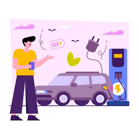 Unique design illustration of ev charging station 14235745 Vector Art