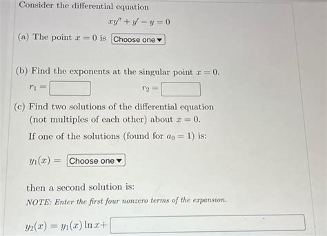 Solved Consider The Differential Equation Xy Yy A Chegg