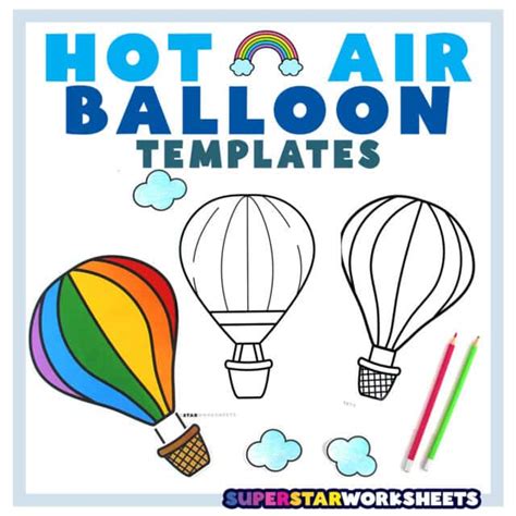 Hot Air Balloon Template Free Printables Superstar Worksheets