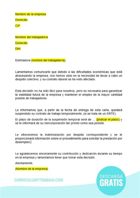 Carta de despido cómo redactarla 3 ejemplos descargables