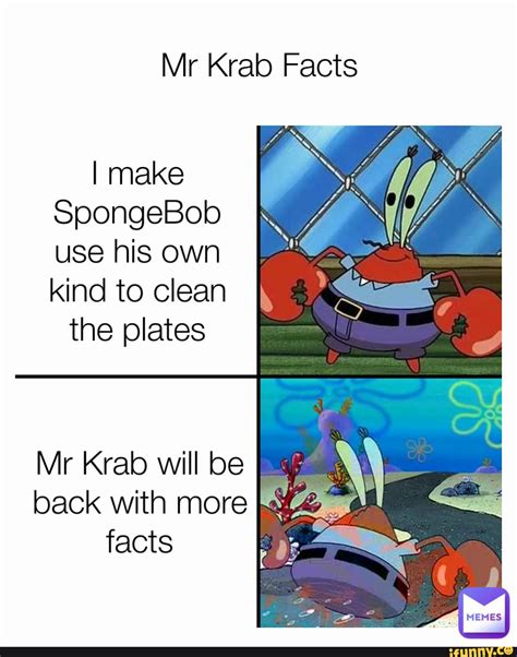 Mr Krab Facts I Make Spongebob Use His Own Kind To Clean The Plates Mr