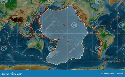 Earthquakes Around the Pacific Plate. Physical Map Stock Illustration ...