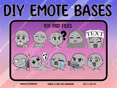 Chibi Twitch Emote Bases Diy Cute Custom Emotes Do It Yourself Psd