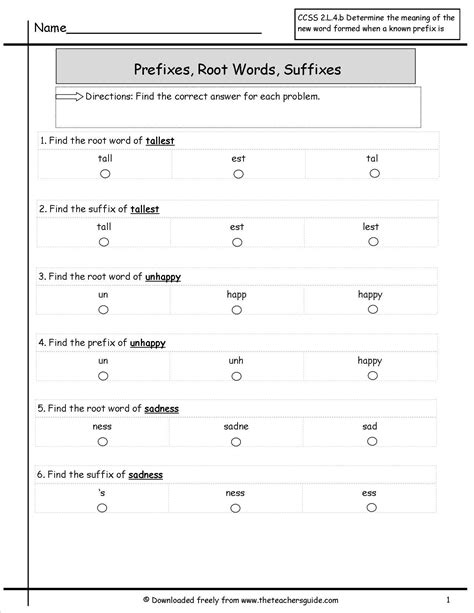 3rd Grade Prefix And Suffix Worksheets