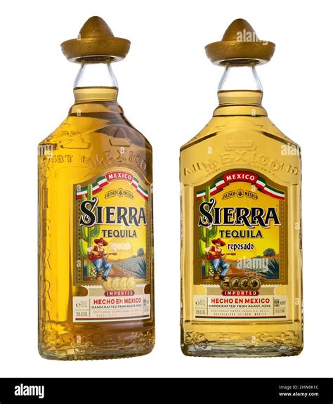 Bottle Of Tequila Mexican Sierra Gold Isolated On White Background