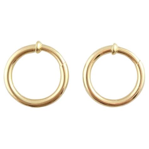 Jaguar 14k Yellow Gold Hoop Earrings For Sale At 1stdibs