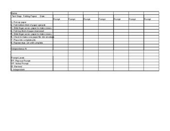 Task Analysis Data Sheet Folding Papers By Christopher Wesinger Tpt