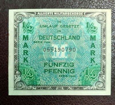 Germany Half Mark Banknote P A Allied Military Currency Crisp