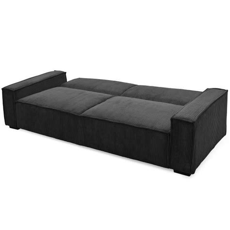 Canap Clic Clac Places Roger Velours C Tel Noir Cdiscount Maison