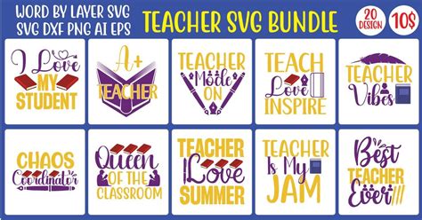 Teacher Svg Bundle Vol 4 Bundle · Creative Fabrica