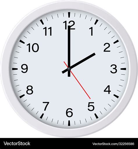 White Circle Clock Face Showing Two Oclock Vector Image