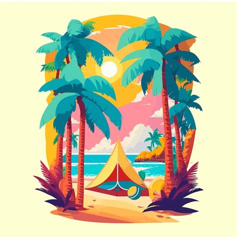 Premium Vector Summer Camping Flat Illustration For Tshirt Poster And