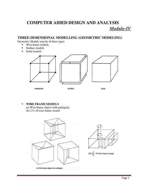 CAD Module 4 Part 1 Lecture Notes Computer Aided Design And Analysis