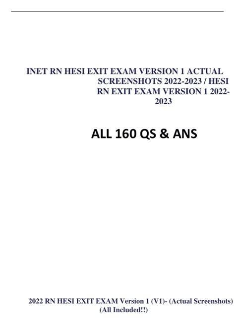 Rn Hesi Exit Exam Version V Actual Screenshots All