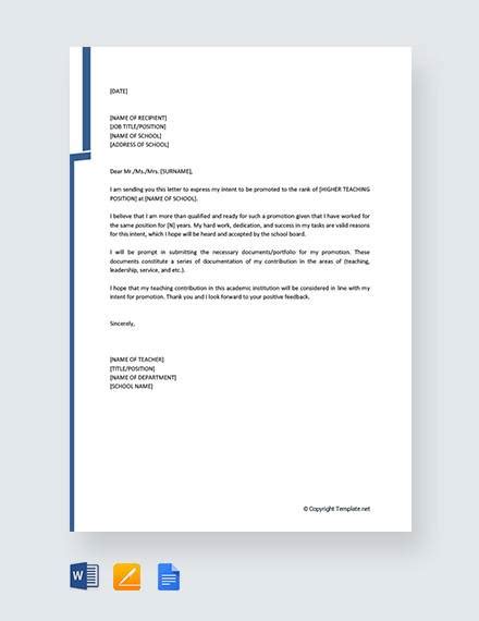 FREE 17 Sample Letter Of Intent For Promotion Templates In PDF Word