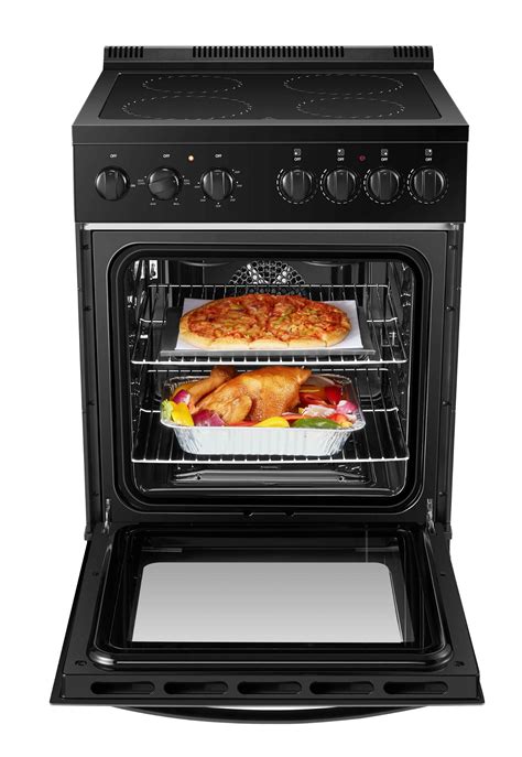 24 Inch Freestanding Electric Range Ceramic Glass Top Broiler In Oven