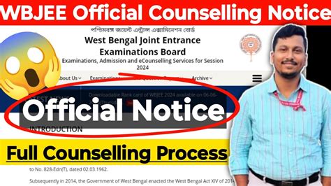 Wbjee Official Notice Official Counselling Process Wbjee New