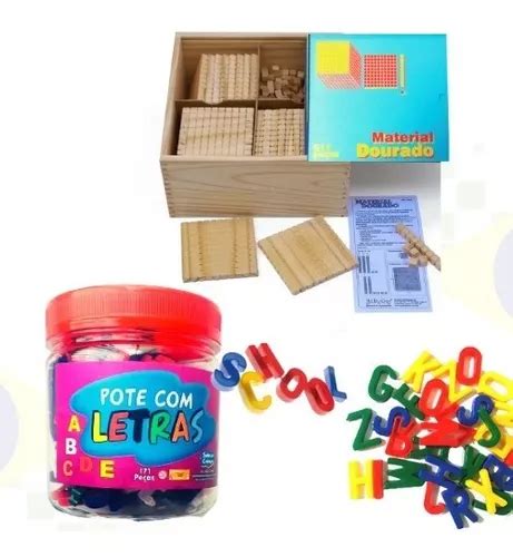 Brinquedo Educativo Material Dourado Pe As Pote Letras