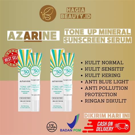 Azarine Tone Up Mineral Sunscreen Serum SPF 50 PA 27ml Shopee