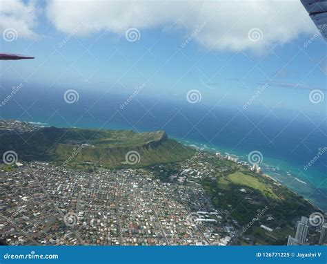 Aerial View of Diamond Head Crater Hawaii Stock Image - Image of ...