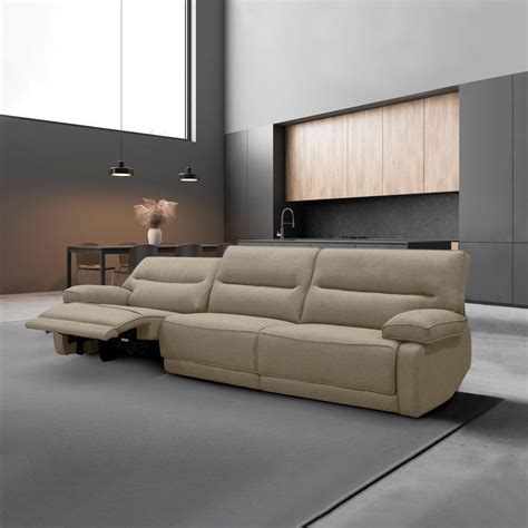 Sofá Reclinável Retrátil 333cm Swift Linho Braque Nude G81 Gran Belo Camicado