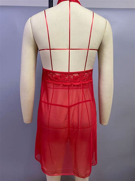 Baby Dolls Lingerie Women Babydoll Black Lace Floral Print Backless Nylon Sexy Milanoo