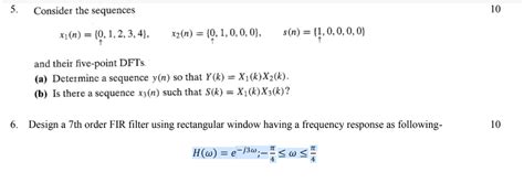 Solved 5 Consider The Sequences 10 X1 N {0 1 2 3 4}