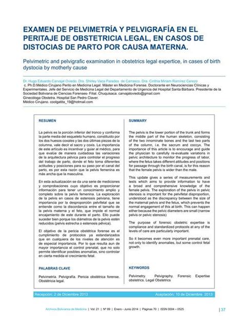 Examen de pelvimetría y pelvigrafía en el peritaje de obstetricia legal