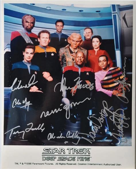 STAR TREK DS9 Cast Signed Photo X9 Avery Brooks, Nana Visitor, Rene Auberjonois, Terry Ferrell ...