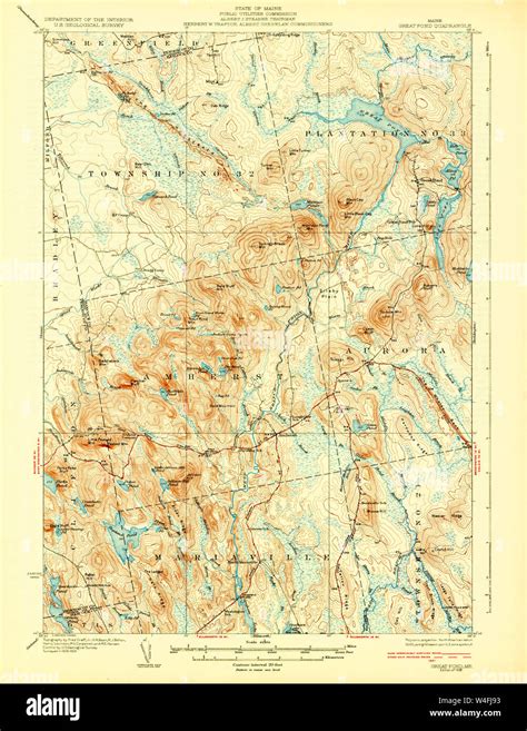 Maine USGS Historical Map Great Pond 807519 1932 62500 Restoration Stock Photo - Alamy