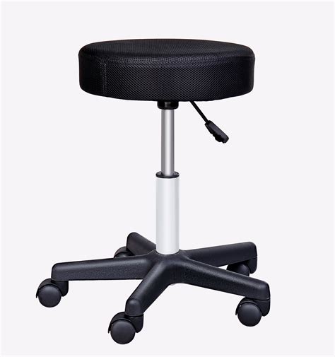 HOMCOM Tabouret Massage A Roulettes Reglable En Hauteur Pivotant Avec