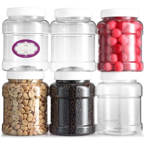 Glaustoncn Pack Of 6 - Clear Empty Plastic 48 Oz Storage Containers ...