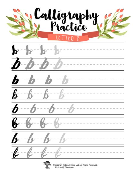 Lowercase B Calligraphy Worksheet Printable | Woo! Jr. Kids Activities ...