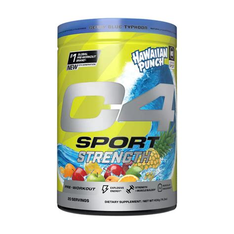 C4 Sport Strength 20 Servings Hawaiian Punch Berry Blue Typhoon