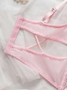peças Conjunto Conjunto de Lingerie Bustier Sexy de Malha