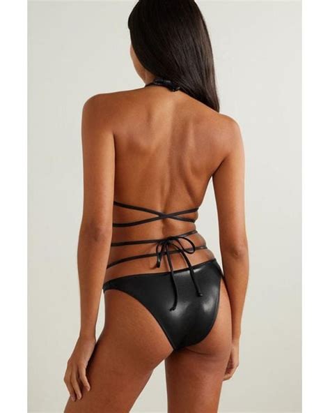 Versace Embellished Cutout Metallic Bikini Briefs In Gray Lyst