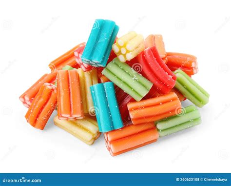 Pile Of Tasty Colorful Jelly Candies On White Background Stock Photo