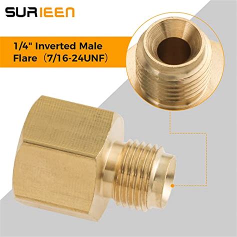 Surieen Rv Propane Hose Adapter 1 4 Female Pipe Npt X 1 4 Inverted Male Flare7 16