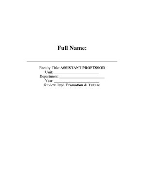 Fillable Online Promotion And Tenure Cover Pages And Checklist Final