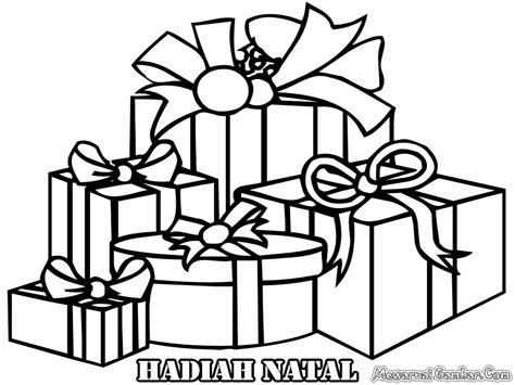 Gambar Hadiah Natal Untuk Diwarnai | Mewarnai Gambar