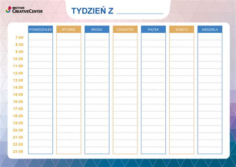 Bezpłatny szablon Planer tygodniowy Geometryczny do wydruku