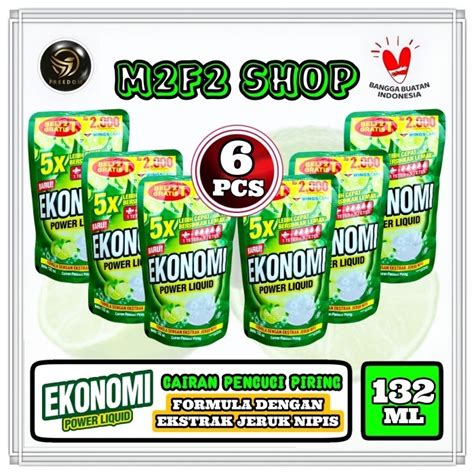 Ekonomi Power Liquid Sabun Cair Cuci Piring Sachet 132 Ml Kemasan 6